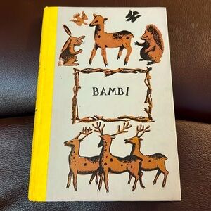 1950's Bambi Book Hardcover Junior Deluxe Edition Children’s Classic Very Good